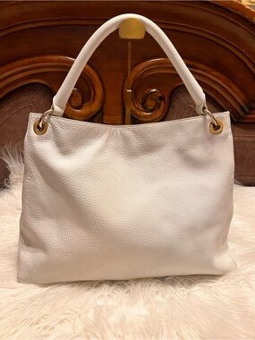 Mark & Graham ivory Pebbled Leather Hobo Bag